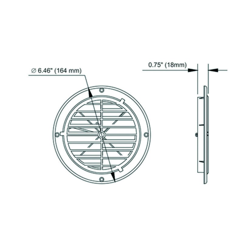 Rosettventil Plast Rund 164mm