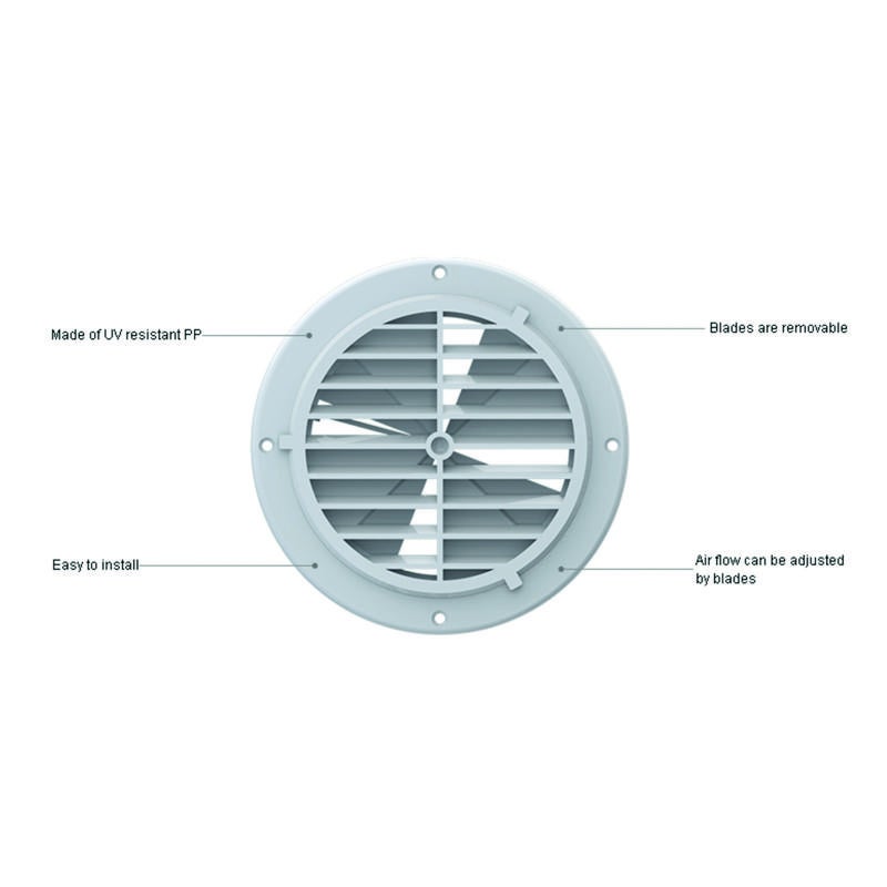 Ventil Vit Plast Rund 164mm