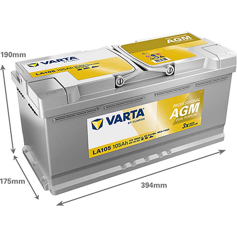 Batteri Varta Agm Dual 105ah
